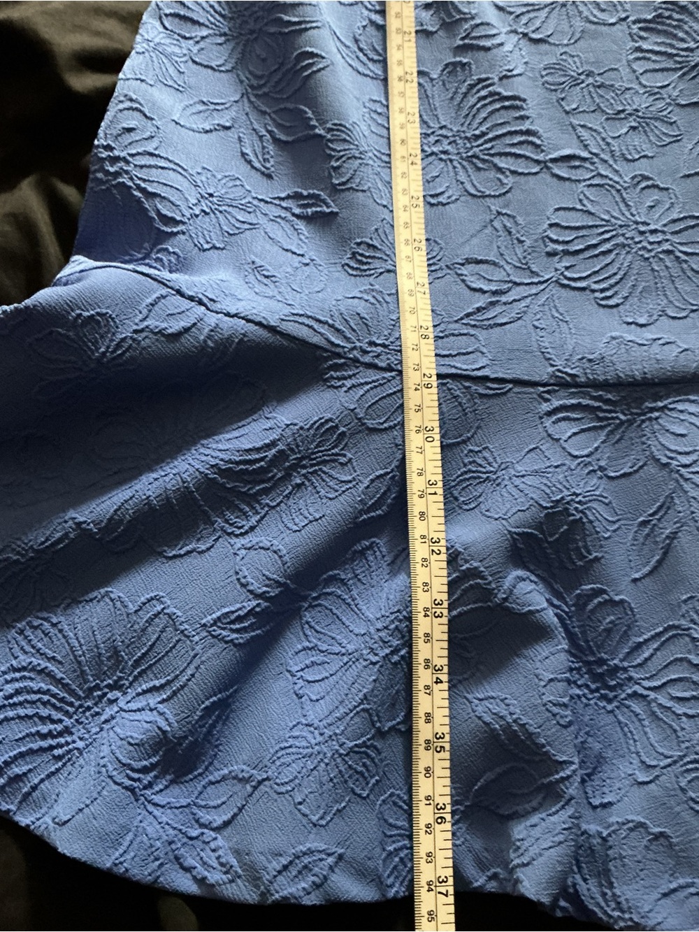 Tommy Hilfiger Cornflower Blue Flutter-Sleeve Midi Dress with Raised Pattern - Picture 9 of 9